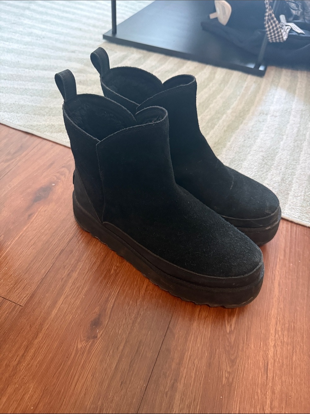 Black Suede Platform Ankle Boots